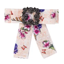 Европейский модный бант галстук-бабочка женские печати шелковой атласной Трикотажные мужские модная ткань для платья, украшенные бантом, со стразами, для Для женщин шпильки Duftgold