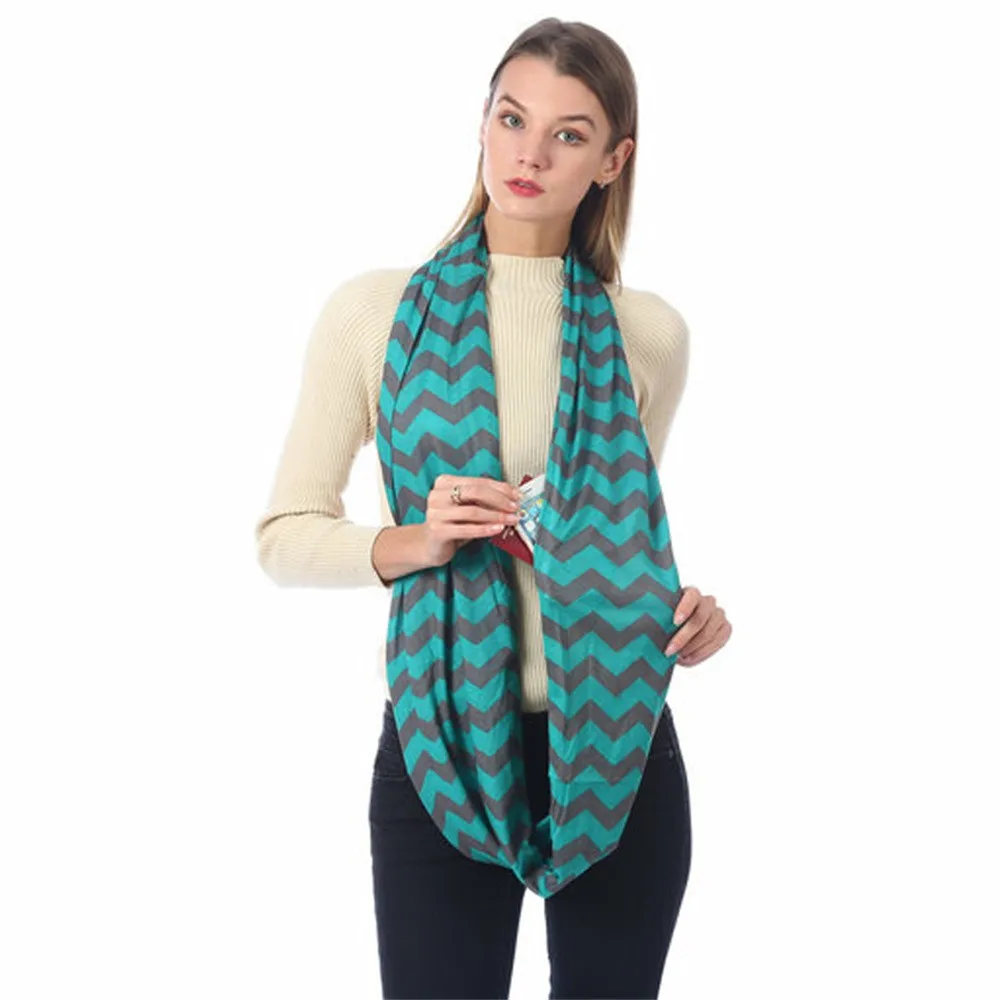 

Newest Women Lovers Winter Striped Loop Scarf With Zippered Secret Pocket Shawl Ring Scarves Causal Warm Scarfs 180cmX50CM @35
