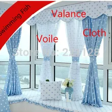 Подгонянная деревенская Современная Короткая синяя качественная ткань или вуаль занавеска с точками для гостиной, балконные жалюзи