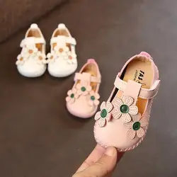 Осенние обувь для девочек 6-30 м малыш первые ходунки PU Резина милый цветок туфли принцессы для девочки мода досуг обувь для девочек
