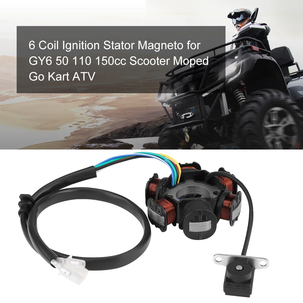 6 полюсов провода половинной волны Магнето зажигания СТАТОР forGY6 50 110 150cc Скутер мопед Go Kart ATV