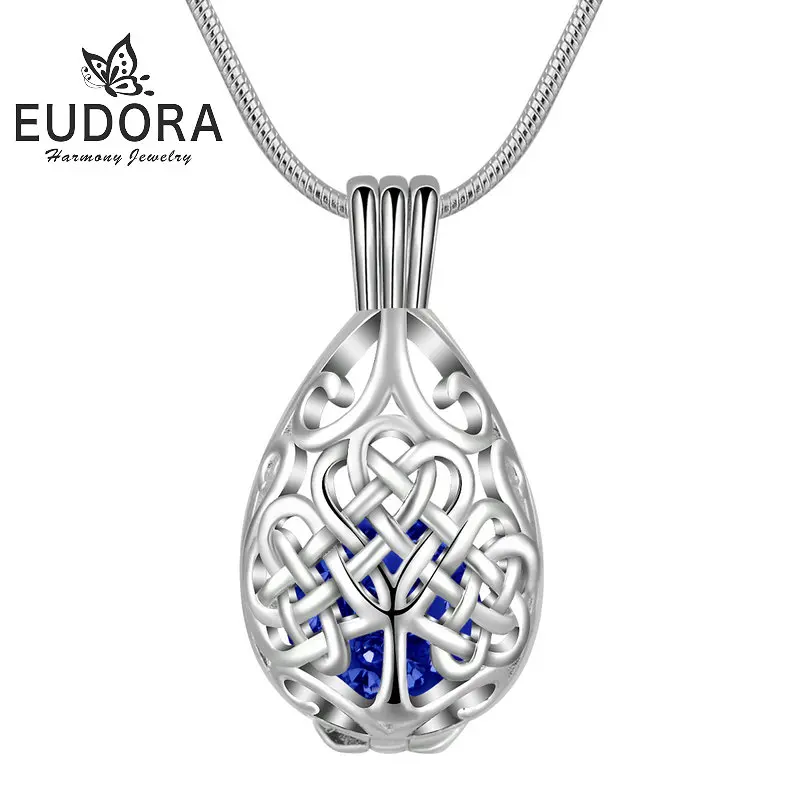 

Eudora 15 mm Crystal CZ Necklace Lucky Celtics Knot Tree Cage locket Pendant fit 8 mm Crystal Ball Choker Jewelry Collier Gift