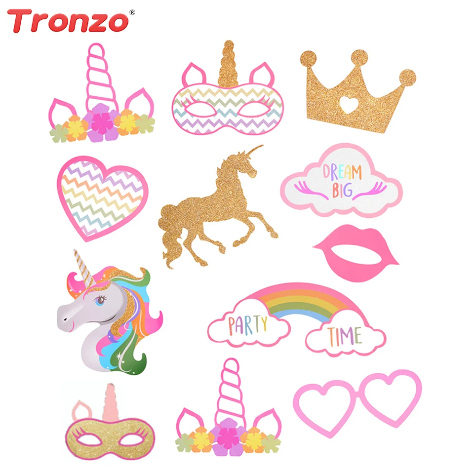 

Tronzo 12pcs Unicorn Mask Photo Booth Unicorn Party Funny Glass Rainbow Unicorn Mask Photobooth Birthday Party Decorations Kids