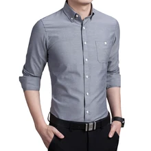 Мужская рубашка с длинными рукавами, Азиатские размеры s-5XL, однотонная мужская рубашка, 7 цветов на выбор, мужская рубашка из ткани Оксфорд