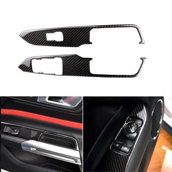

Carbon Fiber Window List Button Switch Lock Cover Trim Sticker Decal For Ford Mustang 2015 2016 2017 15-17 Left Hand Drive