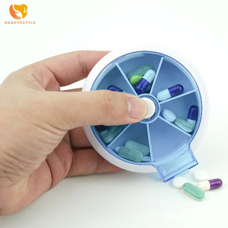 Недельный крутящийся Pill Box Путешествия медицина Диспенсер Организатор Pillbox чехол