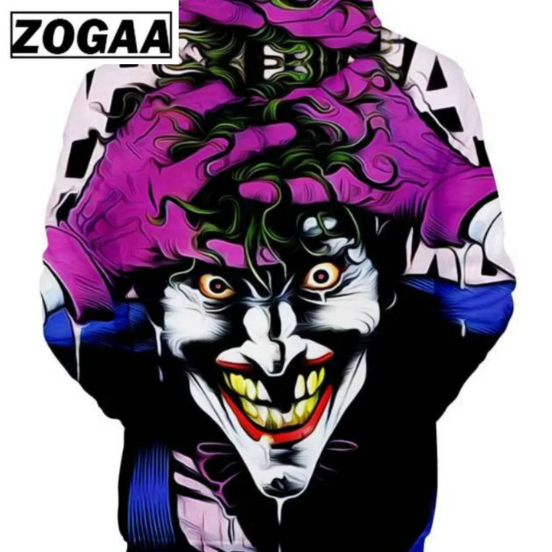 NEW Hip-hop Style Long Sleeve Round Neck Loose Hoodies for Men and Women with Horrific HAHA , Dc Joker Graphic  2019