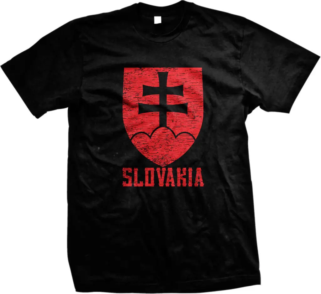 

Distressed Red Slovakia Country Crest - Slovak Slovakian Mens T-shirt