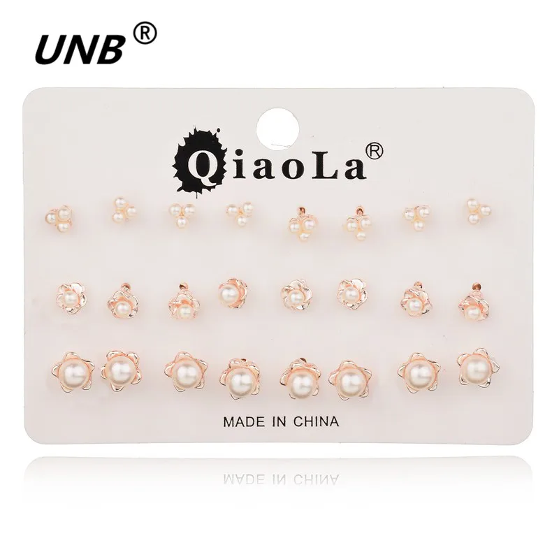 

QIAO LA Wholesale Fashion Accessories Cheap Stud Earring Sets 12 Pairs/Pack Mixed Stars Animal Flower Love Heart Gift for Women