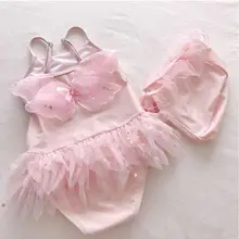 Для маленьких девочек купальник бабочка детская одежда для девочек блестки туту купальники платье для танцев для малышей принцессы купальный костюм