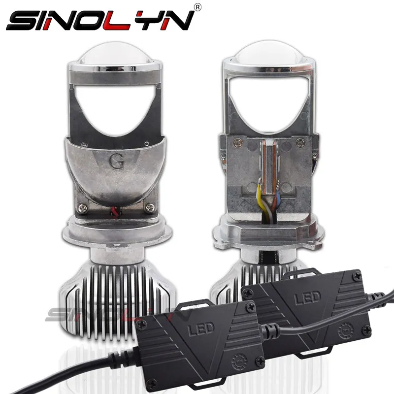 Sinolyn Bi LED линзы H4 9003 Мини Светодиодные проекционные для фар тюнинг 1 5 60 Вт 5500K