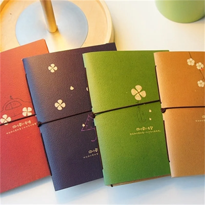 

Tie the rope Paper Accounting Note Tool Clover Notebook High-grade Student Personality Stationery Portable Originality Lovely