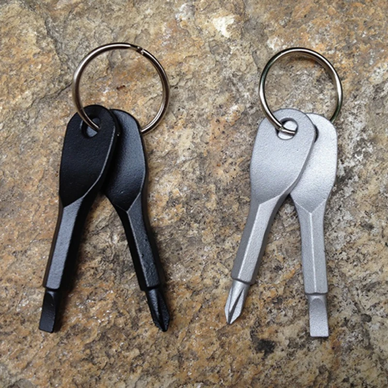 

1 Set Mini EDC Screwdriver Stainless Steel Key Shape Slotted + Phillips Screwdrivers Pocket Repair Tool Screw Driver Set