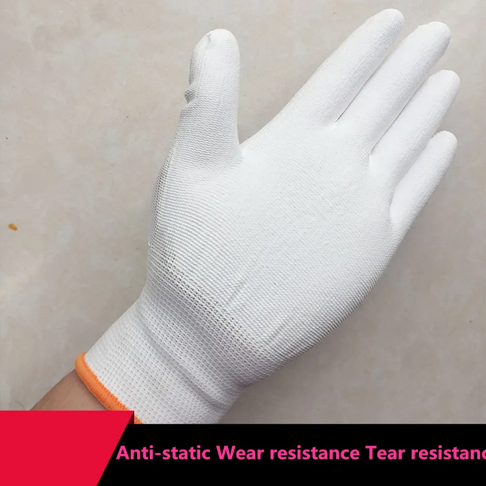 12 пар нейлоновые ПУ перчатки анти-Антистатическая одежда-стойкие и слезоточивые рабочие перчатки электронный завод с полиуретановым