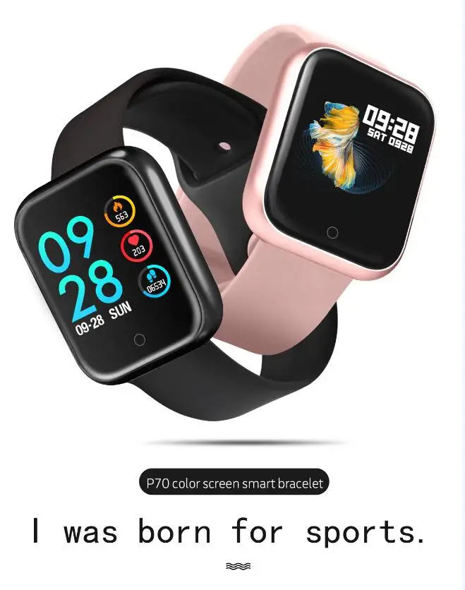 

smart wristband Rose Gold Watch Heart Rate Monitor Blood Pressure P70 Waterproof Smart Bracelet Fitness Tracker For Ios android