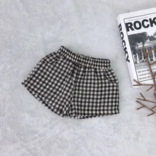 1 шт., шорты для маленьких девочек летняя одежда для маленьких девочек в клетку Короткие штаны с принтом с карманами для маленьких детей; Повседневное низом для девочек и мальчиков Детский Костюмы