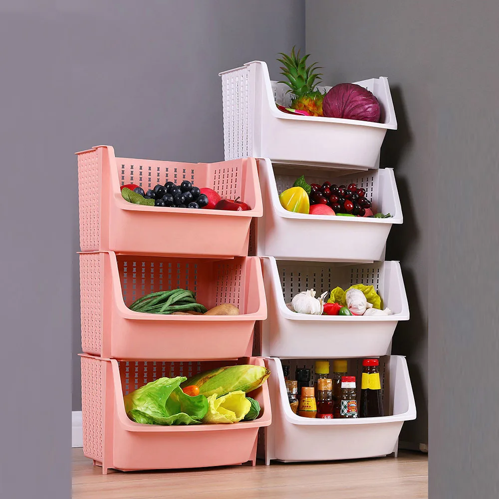 

Stackable Storage Bins for Food, Snacks, Bottles, Toys, Toiletries, Plastic Storage Baskets Set