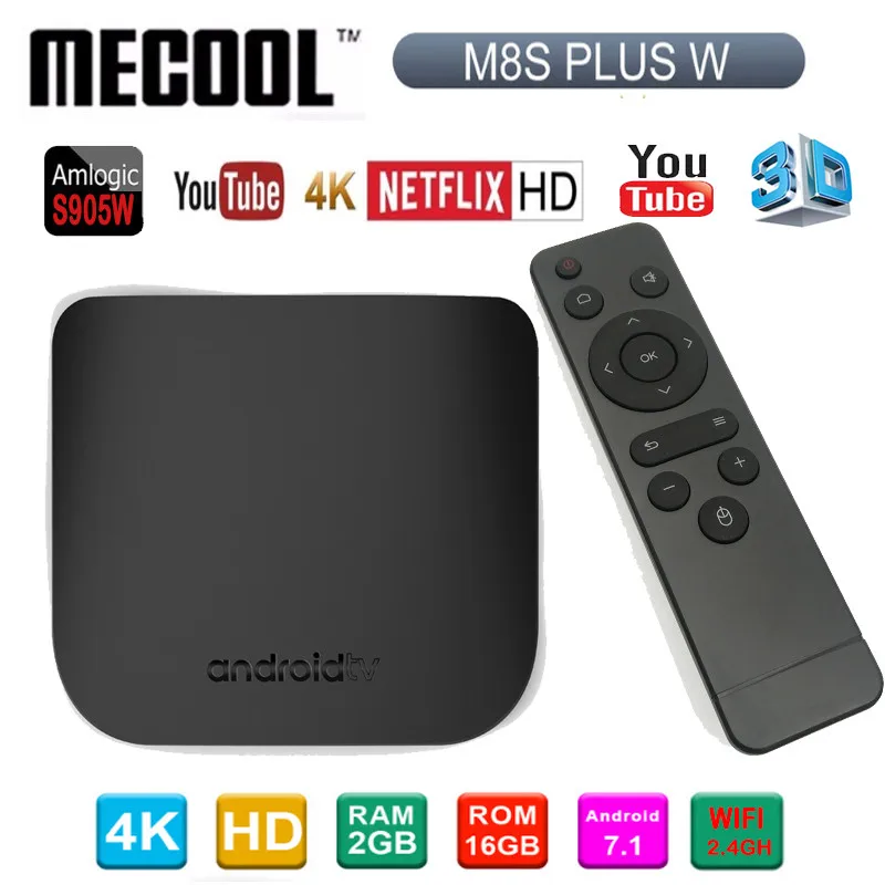 

Mecool M8S Plus W Smart Android 7.1 TV Box 2GB 16GB Amlogic S905W Quad Core 2.4G WiFi HDR 10 4K 3D H.265 media Player M8S PRO