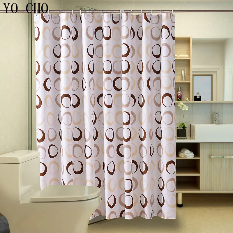 Popular Bathroom Curtains Coffee Big Circle Sea Life Waterproof Shower