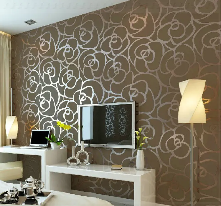 Background wall Modern velvet wallpaper gold roses for living room