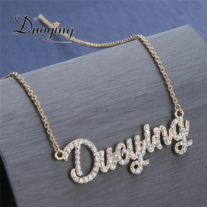 Duoying Crystal Pendant Necklace for Women Stone Chain Zirconia