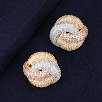 

missvikki New Tricolor Stud Earrings Women Birthday Present Dubai Style Jewelry For Woman Girl Appointment Holiday Dance Party