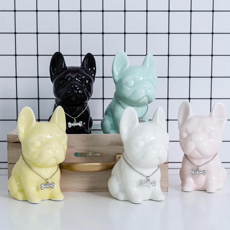 

Ceramic Craft Puppy Desktop Cartoon Decorative Animal Small Model Bedroom Office Desk Home Decor Accessories