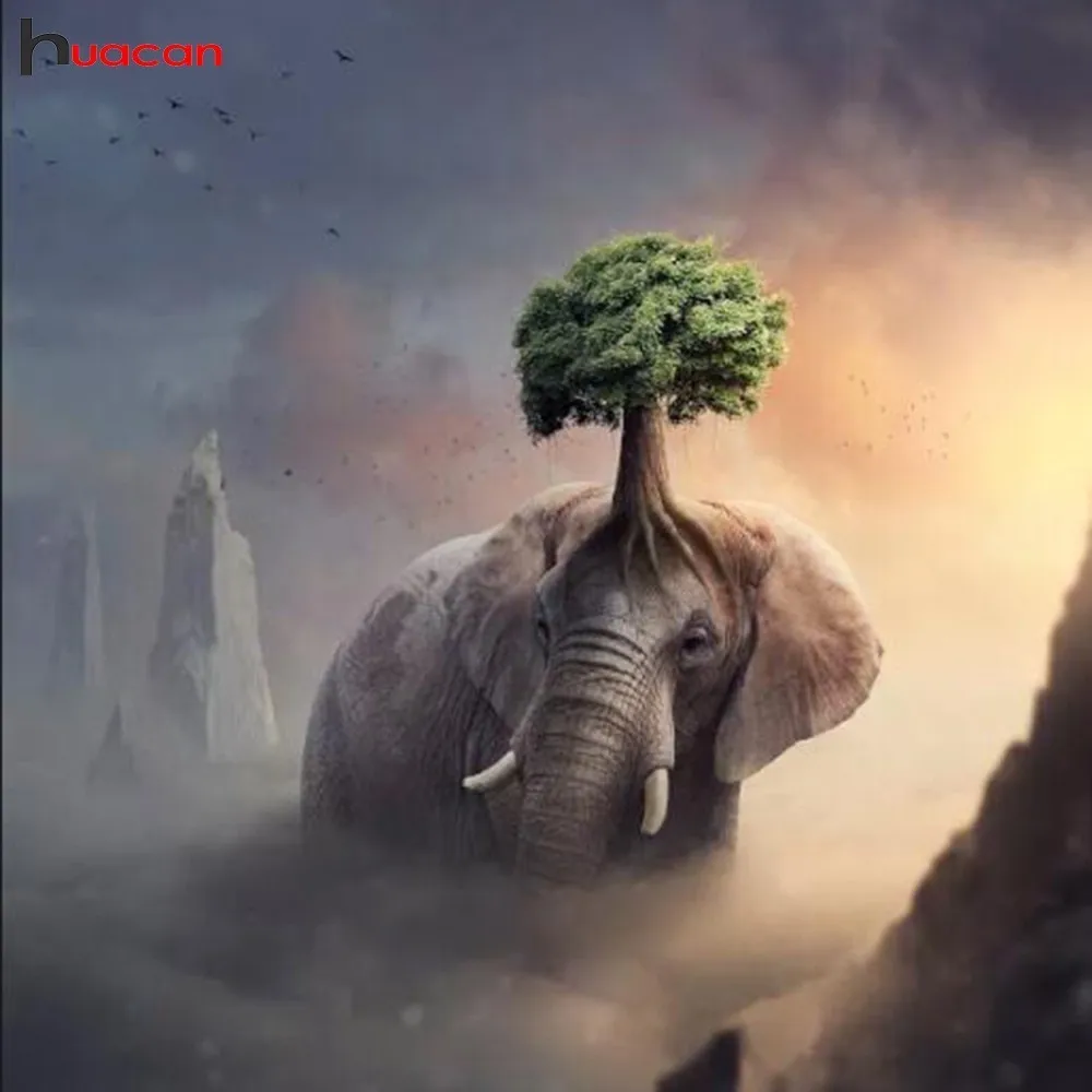 

Diamond Embroidery Mosaic Tree Cross Stitch Rhinestones 5D DIY Diamond Painting Full Round Elephant Handwork Home Decoration