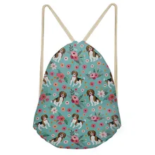 Multifunction Girls Drawstring Bgs Cute Animal Beagle Dog/Puppy Floral Pattern Students Backpacks Storage Beach BagSumka