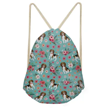 

Multifunction Girls Drawstring Bgs Cute Animal Beagle Dog/Puppy Floral Pattern Students Backpacks Storage Beach BagSumka