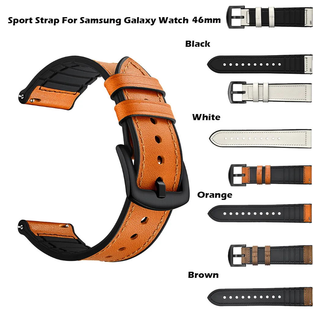 

SmartWatch Smart watch Strap Smartband mi band 22mm Silicon+Leather Adjustable Replacement Straps For Samsung Galaxy Watch 46mm