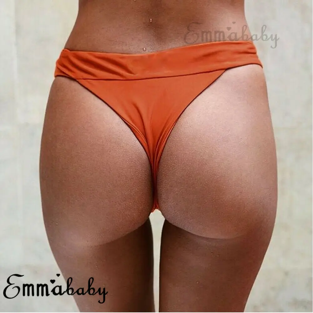 Hirigin дно бикини женский купальник сексуальный T Шорты чистый цвет бразильская пляжная одежда женский купальный костюм 4 цвета Горячая Распродажа - Цвет: D Orange