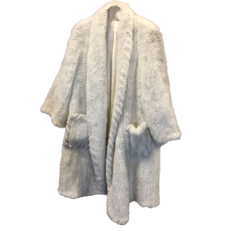 

Winter Genuine Natural Knitted Mink Fur Coat Jacket Women Fur Trench Overcoat fur pajamas coats free size large style