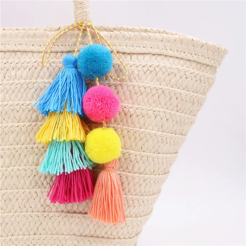 

RE Colorful Pompon Pom Pom Keychain Tassel Pompom Pendant Key chain Accessories Key ring Women Bag Car Jewelry trinket J2736