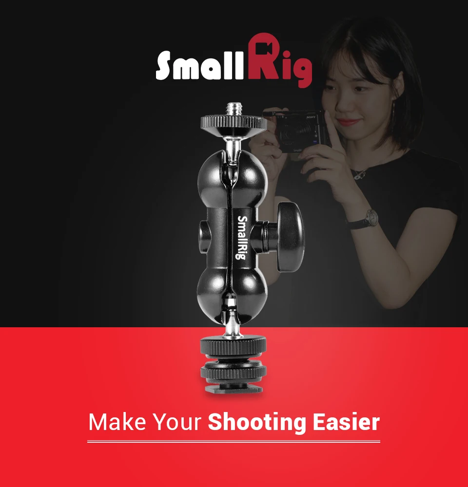 SmallRig камера Rig DSLR двойной конец шаровая Головка с холодным башмаком и винтом большого пальца 180 градусов Артикуляция для монитора прикрепить 1135