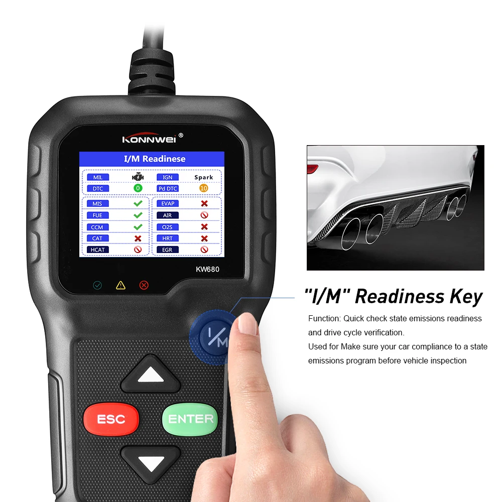 KONNWEI KW680 автомобильный диагностический инструмент полная функция OBD2 Мультиязычный OBD 2 Автосканер считыватель Автомобильный сканер PK AD410 ML519