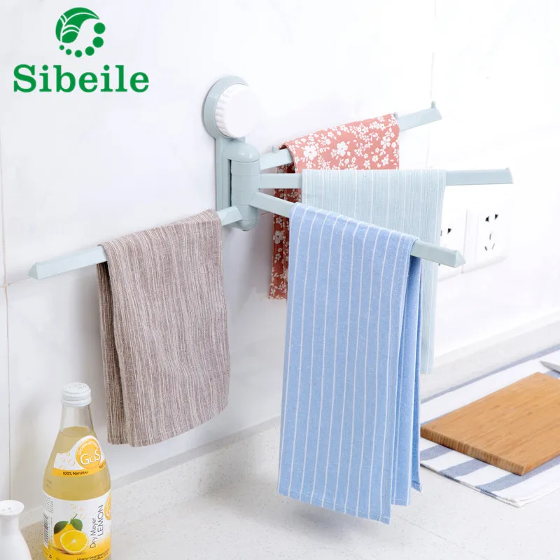 SBLE 3 colors Suction cup Towel Holder Rotating Towel Rack Bathroom Kitchen Towel Plastic Rack