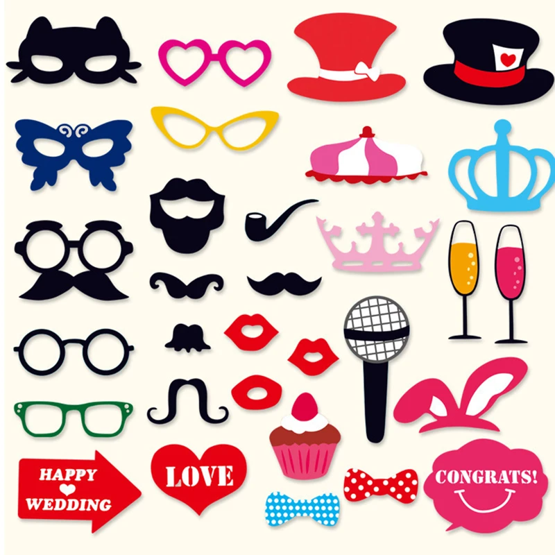 31/76pcs DIY Photo Booth Props Mustache on A Stick Weddings Birthday Party Fun 