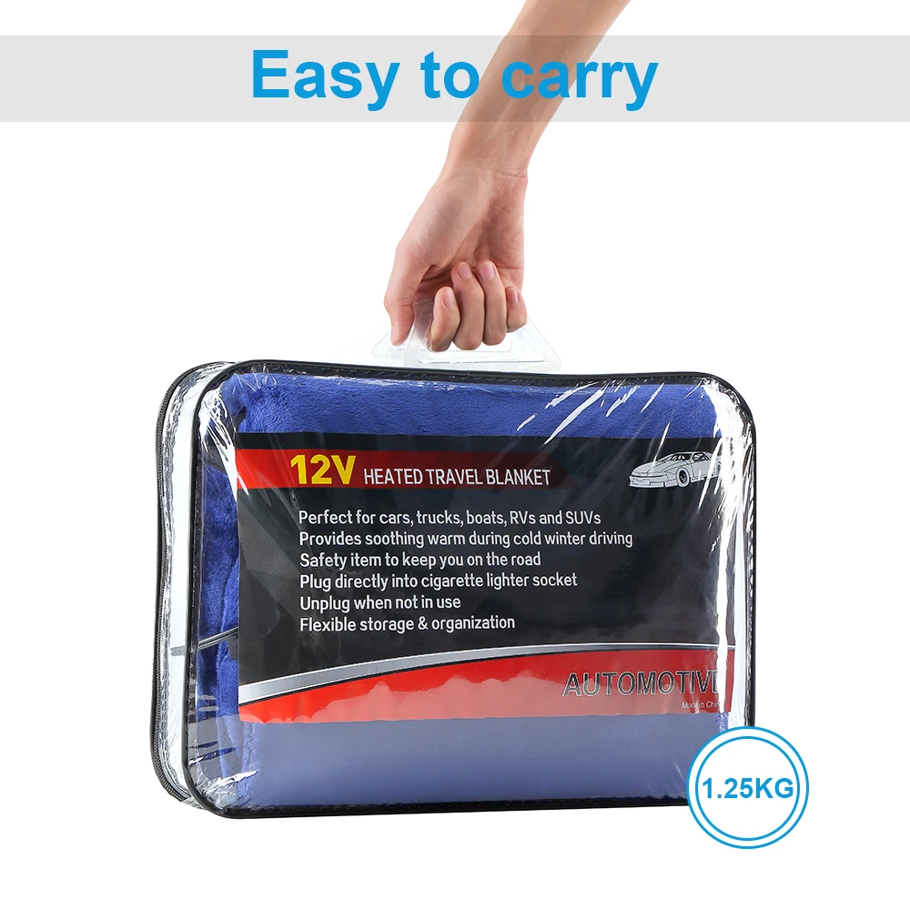 

Car Heating Travel Blanket 12V Upgraded Version for Cars Trucks Boats RVs SUVs Plug Into Cigarette Lighter Socket Winter Warming