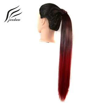 

jeedou Synthetic Ponytail Ombre Color Wrap Around Ponytail Straight 22" 55cm 105g Black Green Pink Red Purple Hair Extensions