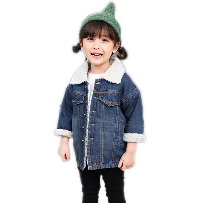 

New Winter Casual Kids Jacket Boy Denim Add Thicken Velvet Jacket Children Warm Outwear for Boy Baby Girl Jackets Kids Coat