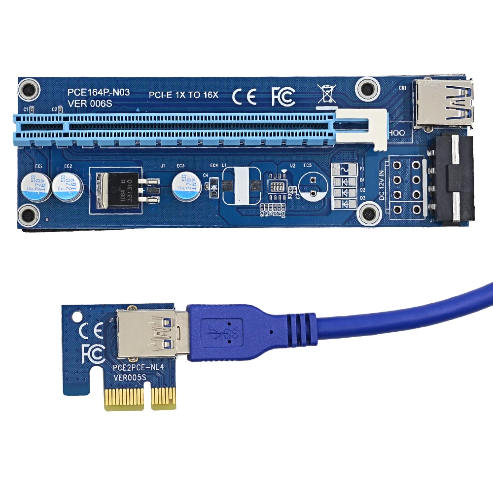 CHIPAL 10 шт. 1 м PCIe Riser Card PCI E 1x к 16x удлинитель + USB 3 0 кабель для передачи данных/SATA 4 Pin