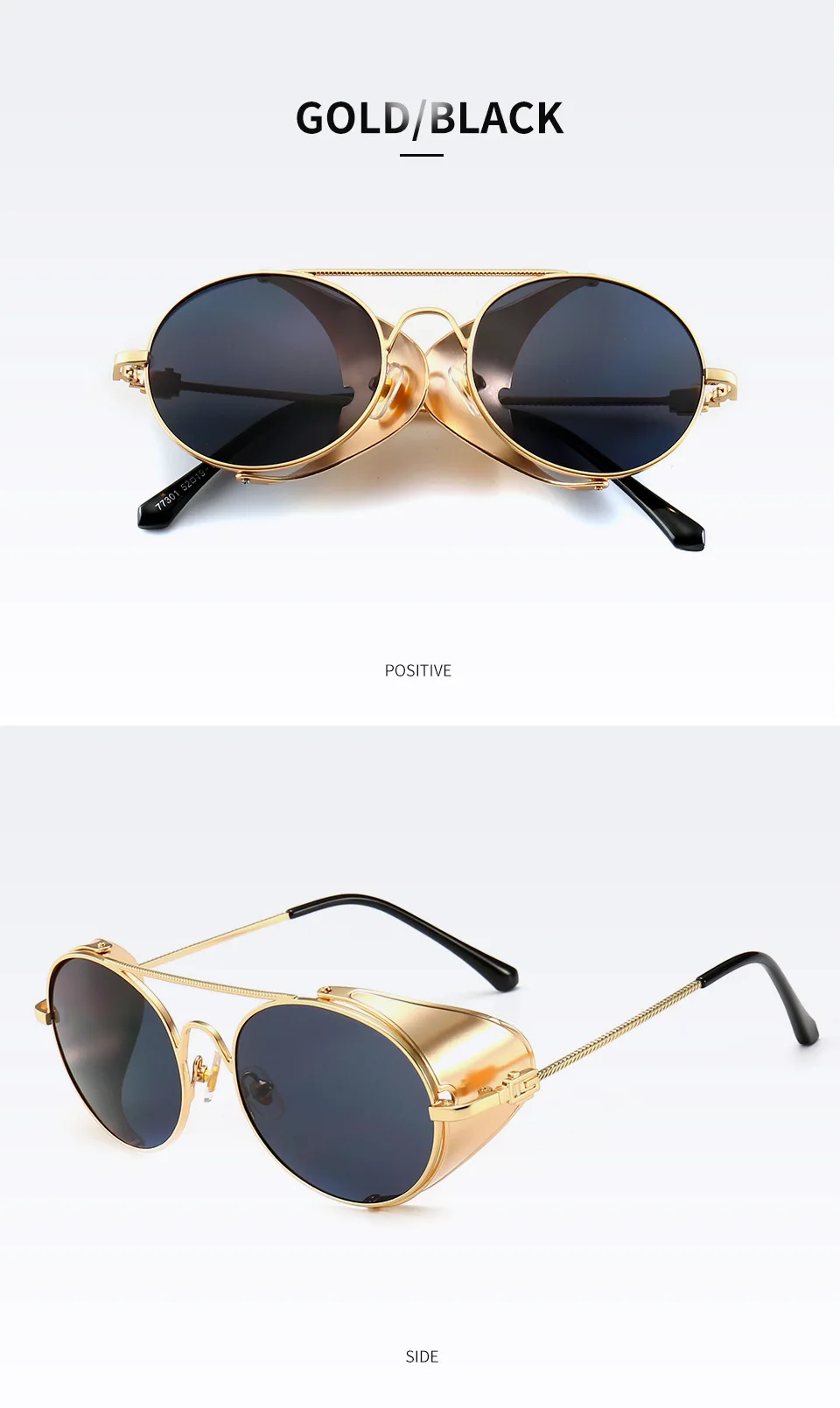 Новые роскошные металлические стимпанк стильные солнцезащитные очки мужские панк боковая защита Ретро Круглые Солнцезащитные очки UV400 очки PL1143