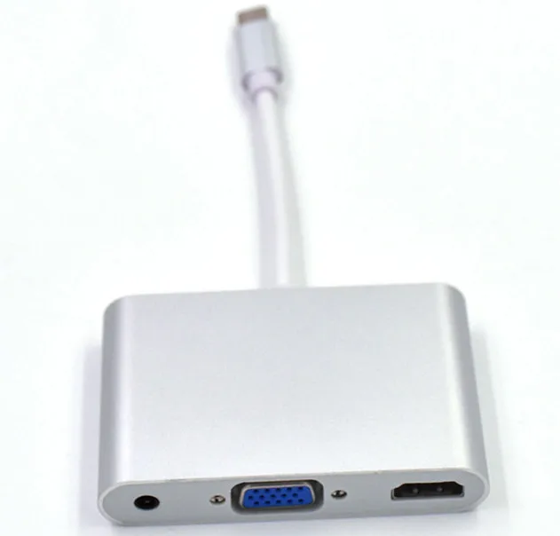 "E ZHOU" EZTC007 USB 3,1 тип-c к VGA+ HDMI+ 3,5 мм аудио интерфейс конвертер