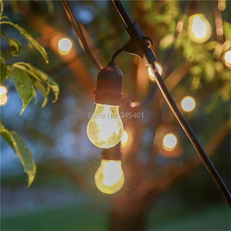

Sale 48Ft(14.8M) Outdoor Vintage String Light with15 Incandescent 5W E27 Clear Bulbs Black plug-in Cord Festive Light String