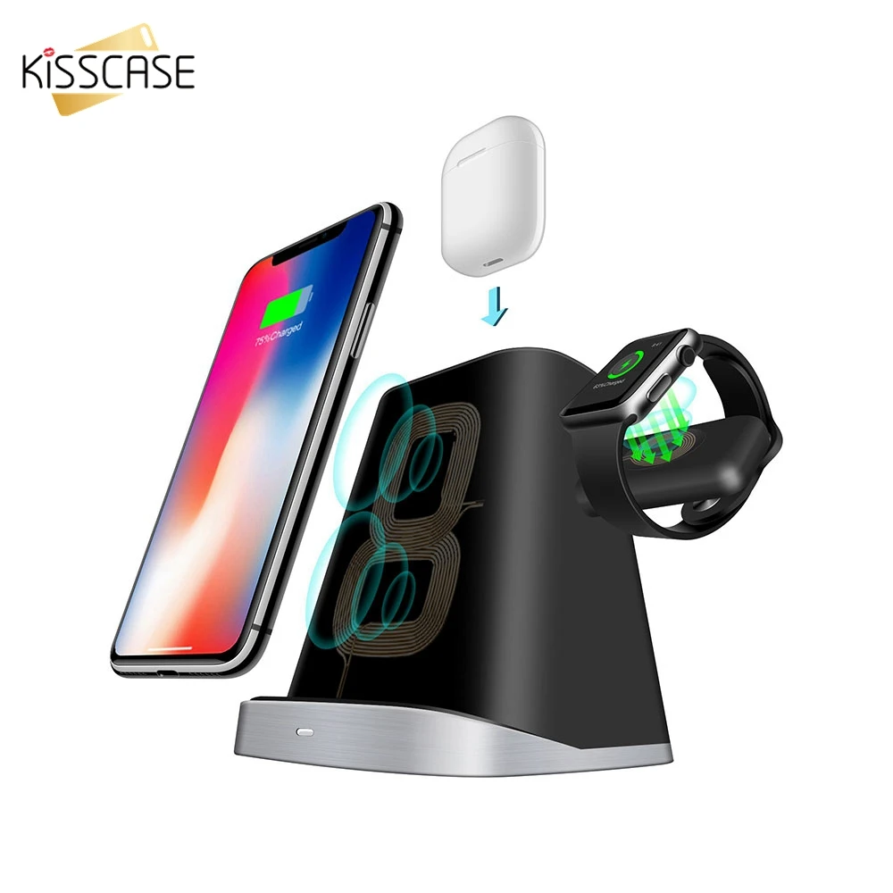 

KISSCASE 3in1 Multi-function Wireless Charger For iPhone 8 XS XR Fast Charging For Apple Watch 4 3 2 For Airpods charger Holder