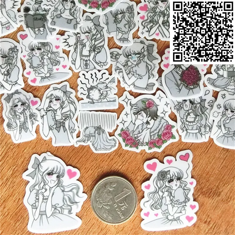 

40 Pcs Hand-drawn girl Notebook Stickers Small Size Cartoon Scrapbooking Decorative Korean Style Sticker For Laptop Children