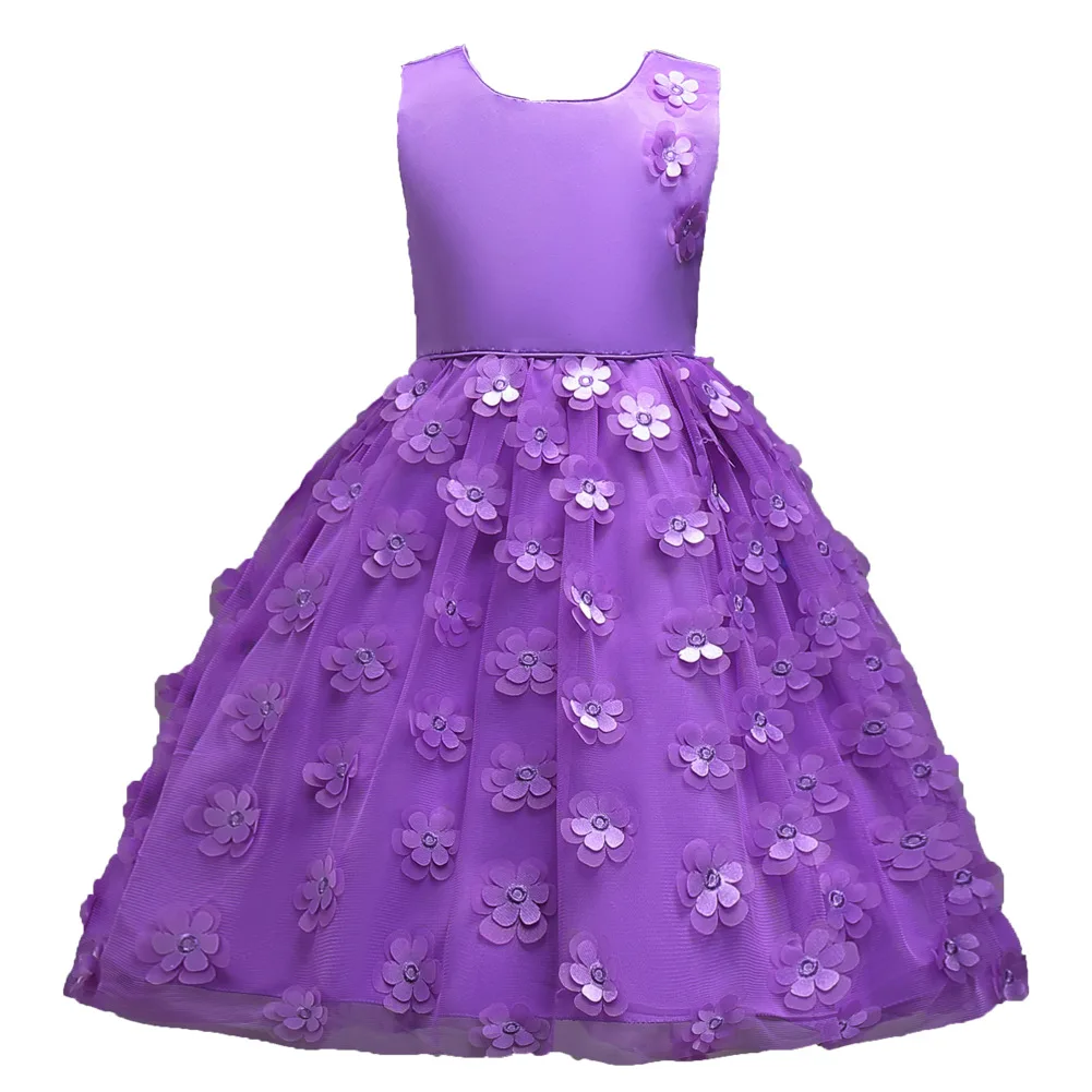 

Girls Dress Wedding Party Elegant Ball grown Tutu princess dress Birthday costumes Communion Flowers Dress Children Clothing