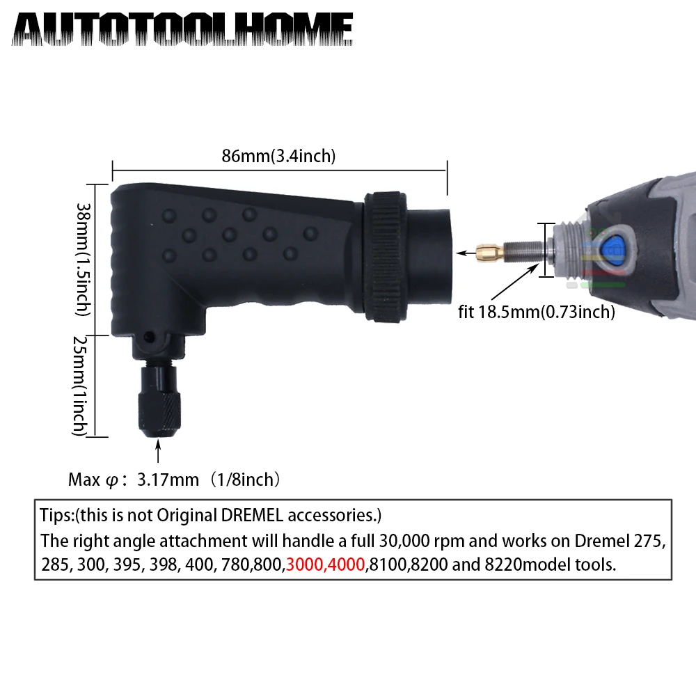 AUTOTOOLHOME прямоугольный преобразователь поворотного инструмента, приспособление для оригинального Dremel 4000 3000 275 электрический шлифовальный станок, аксессуары