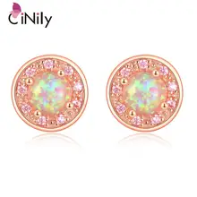 CiNily Белый огненный опал кубический цирконий розовое золото; круг камень серьги Богемия Бохо Лето корейский ювелирные изделия женские
